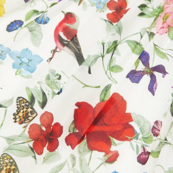 Alice + Olivia 'Erna' Cotton-Silk Bird/Floral Print Sleeveless Halter Top, Multi - Picture 5 of 5